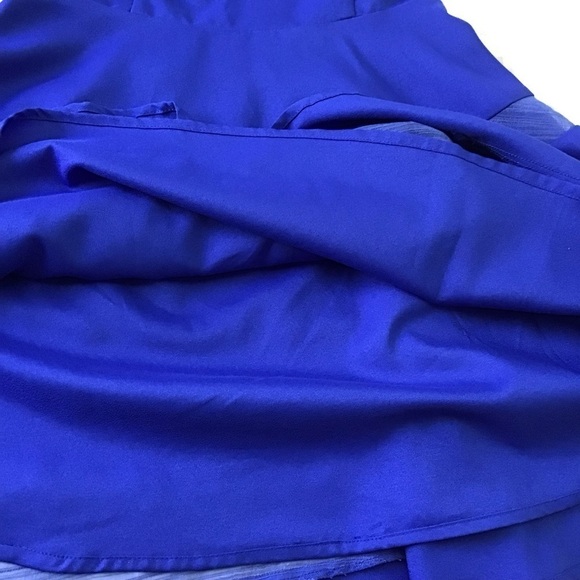 L’atiste by Amy cerulean blue dress fit&flare open back sleeveless sheer medium - Picture 8 of 15